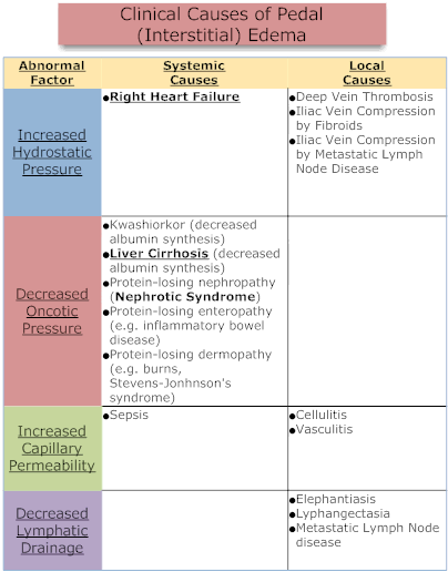 Caused of Pedal Edema